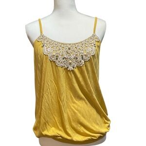 Express Yellow Embellished Camisole with Cream Accents